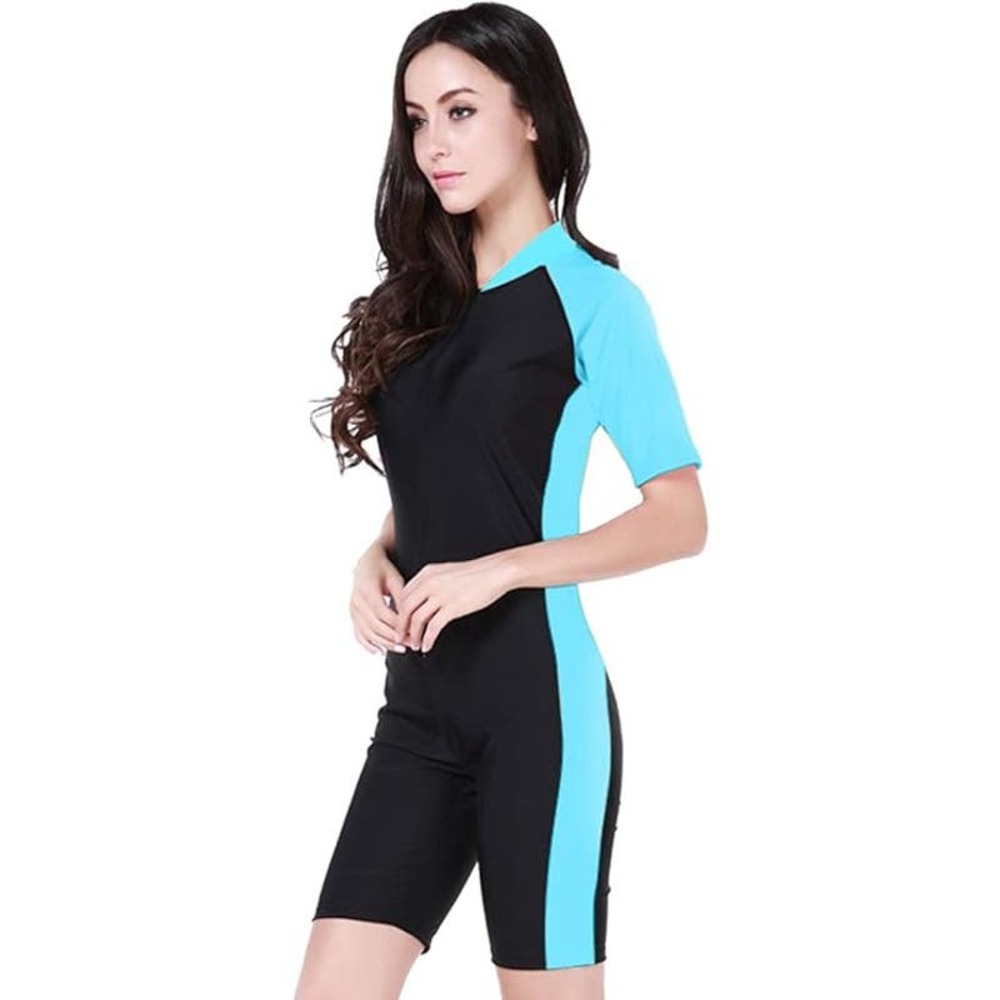 One Piece Short Sleeve Sun Protection Ocean Blue, M, 30.7" Bust, 26" Waist